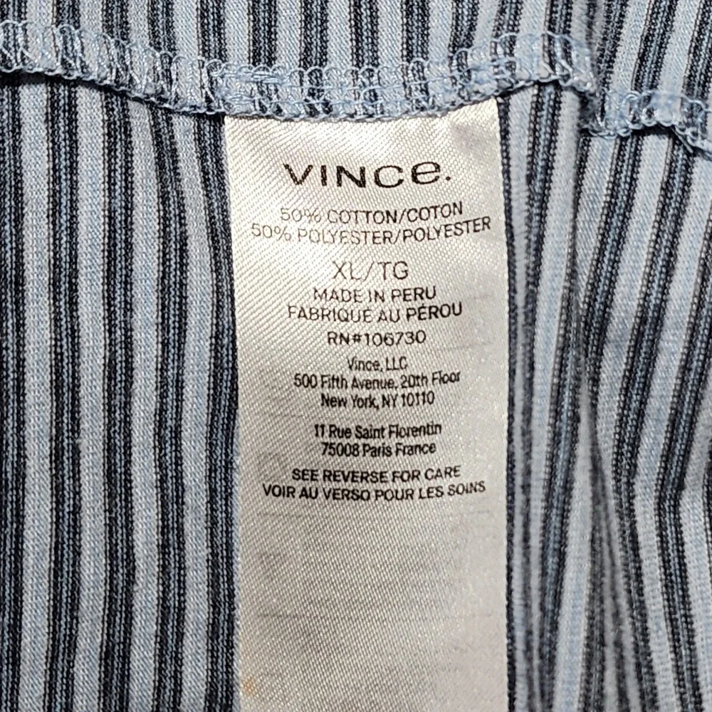 Vince Striped Polo Shirt‎ Casual Short Sleeve Top Blue XL